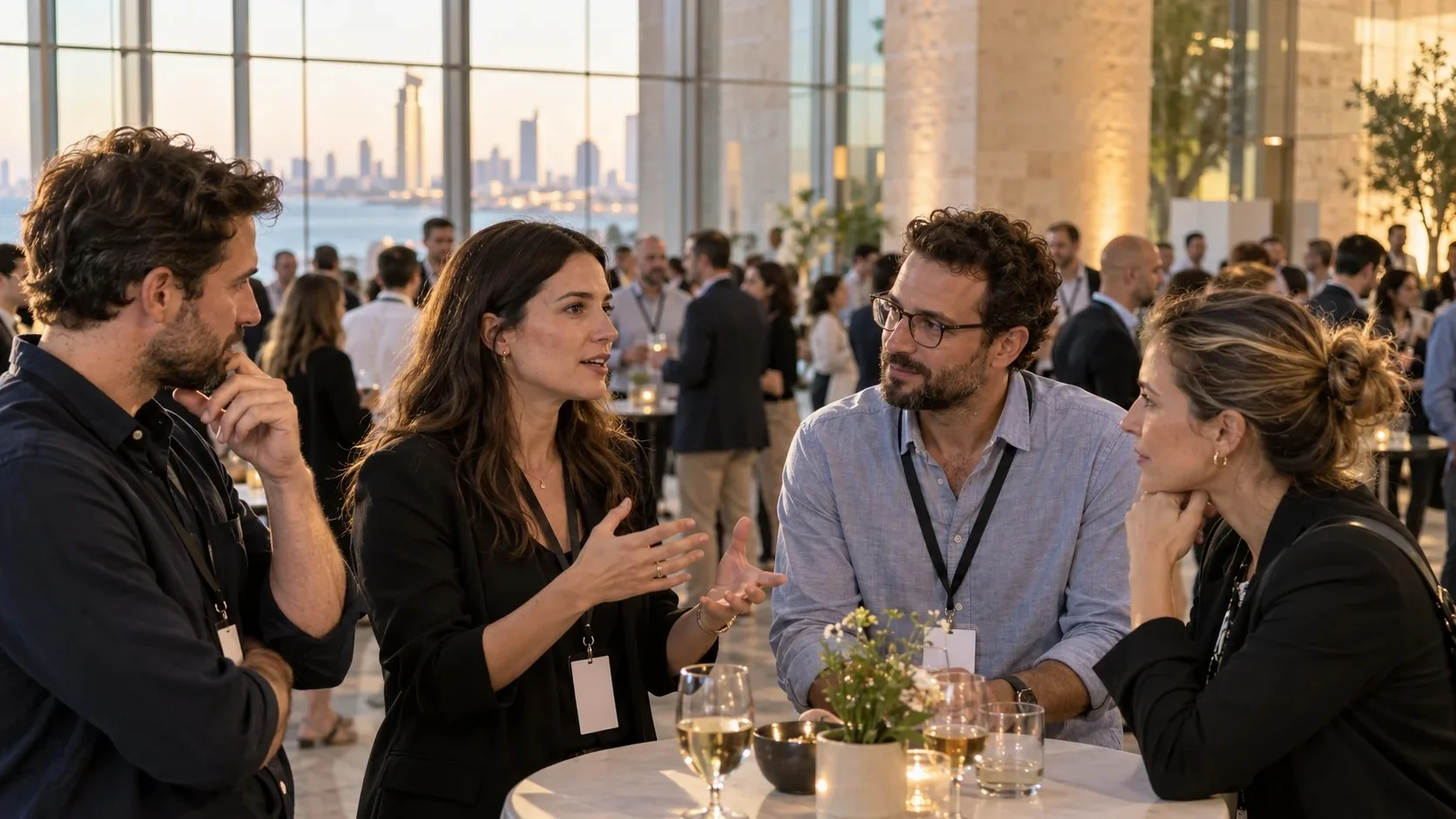 Commerce professionals networking at a conference