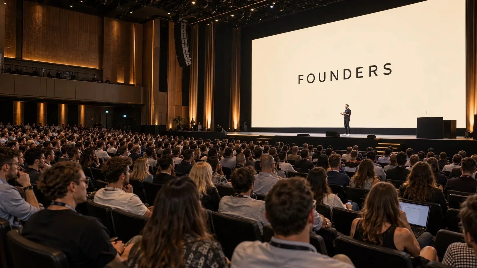 Illustrative business-event visual — not a photo from FOUNDERS #01